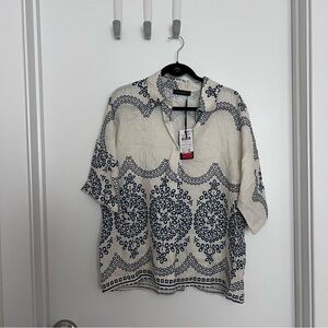 NWT Linen Button Down Top Elena Miro